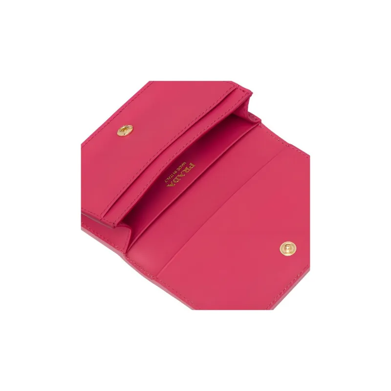PRADA Saffiano Leather Card Holder Women's Pink-4