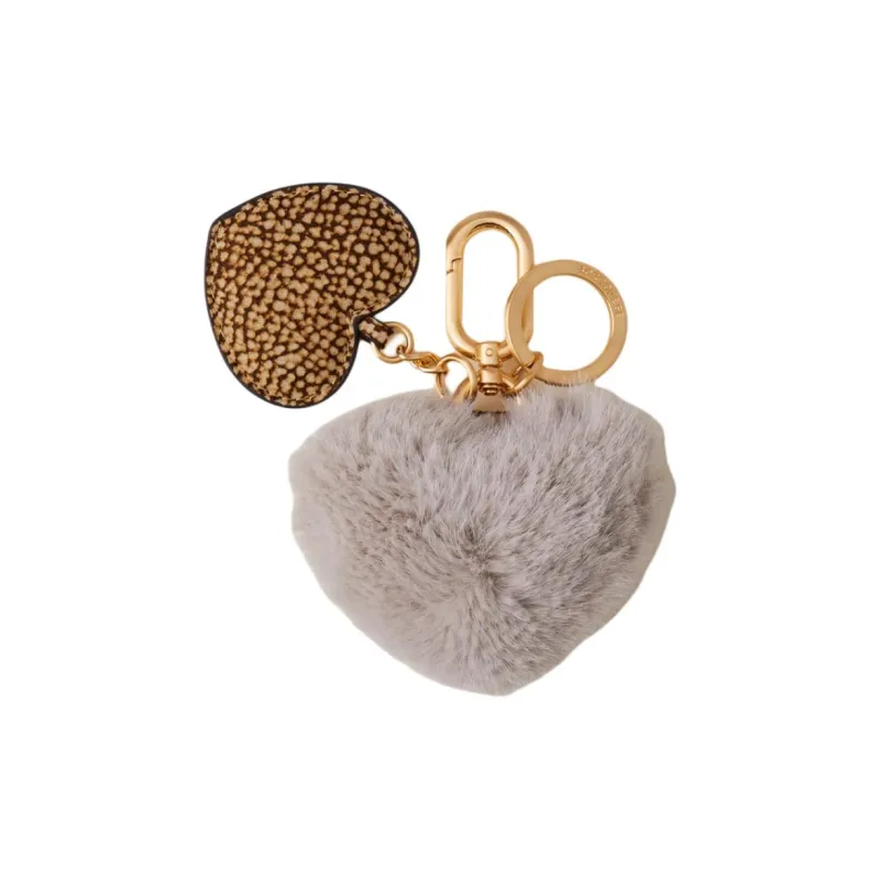 BORBONESE Faux Fur Keychains Unisex Natural-1