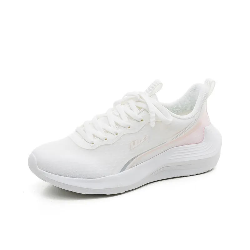 Warrior Breathable Lightweight Height Increasing Low Top Casual Training Long Distance Running Shoes Women's White Pink-2