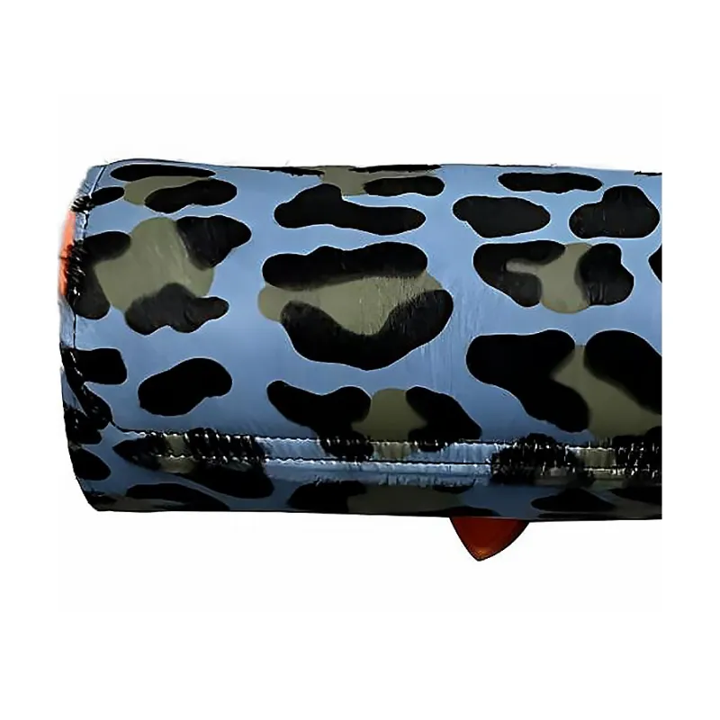 Chrome Hearts Calf Hair Patchwork Leather Watch Box Jewelry Box Storage Bag Unisex Leopard Blue Multicolor With Orange-4