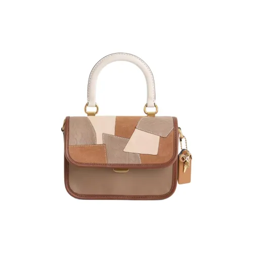 COACH Rogue Gloves Made Of Tanned Leather One Shoulder Handbags Small Size Women's Brass & White Jade