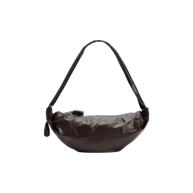 Lemaire Croissant Series Cow Leather Croissant Bag Crossbody Bag Shoulder Bag Medium Size Women's Dark Chocolate-0