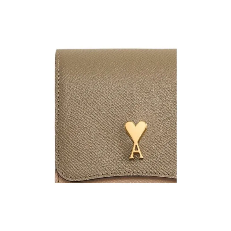 AMIPARIS Grained Leather Wallet Regular Women's Taupe-3