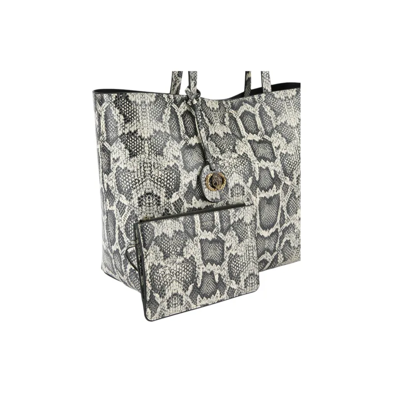 Kurt Geiger London Snakeskin Print Leather Tote Bag, Shopping Bag, Handbag, Shoulder Bag Women's Bone Gray-3