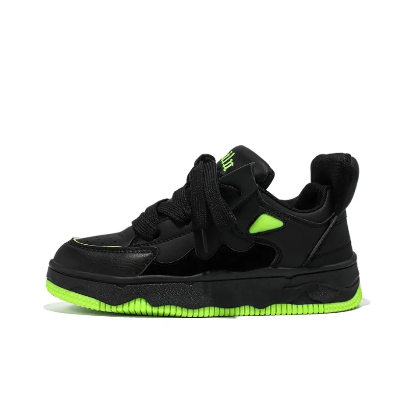 CVOJOO Low Top Skateboard Shoes Unisex Black Green-1