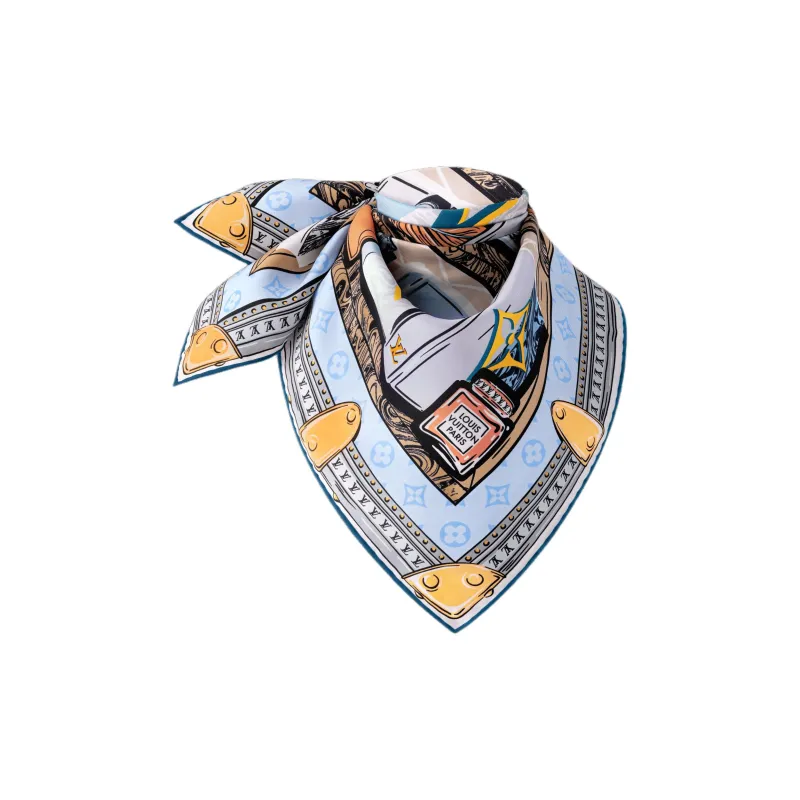 LOUIS VUITTON Silk Scarves Women's Denim Blue-2