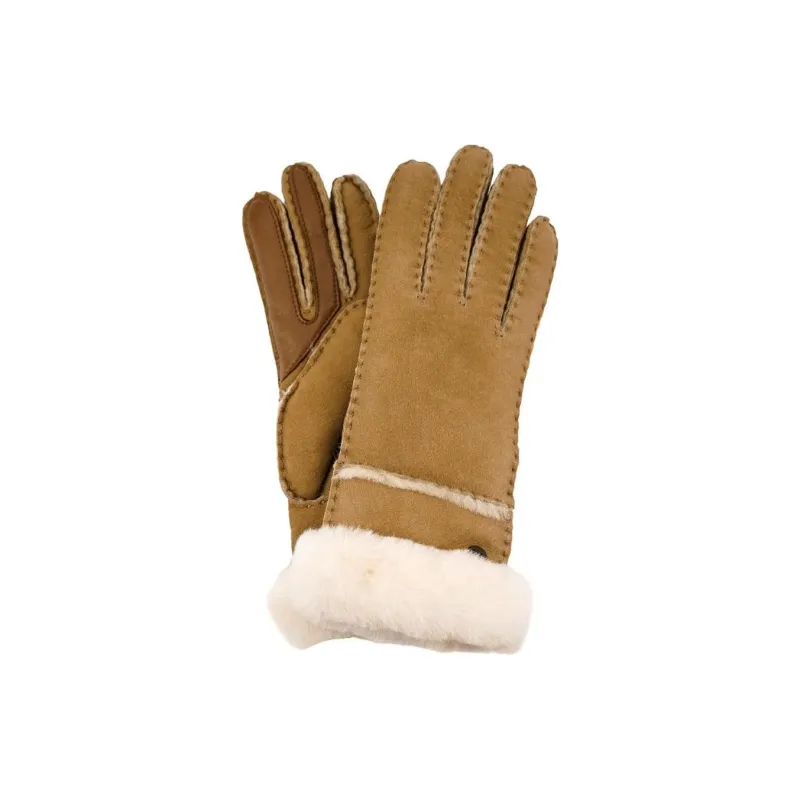 UGG Sheepskin Knit Gloves Unisex Camel-2