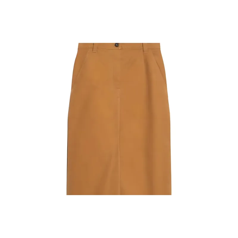 WEEKEND MaxMara Quincy Collection Long Canvas Skirt Casual Long Skirt Women's Earth Tone-4