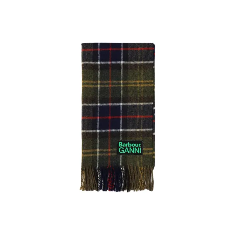 GANNI Knit Scarves Unisex Dark Green-1