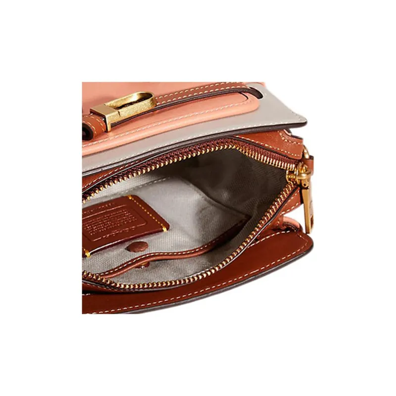 COACH Tate Leather Shoulder Bag Crossbody Bag Handbag Small Size Women's Pink & Gray-3