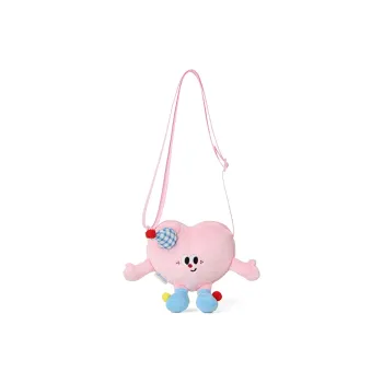 VANWALK Polyester Shoulder Bag, Crossbody Bag Medium Size Women's Heart Pink/Milk White/Raw Chocolate Black