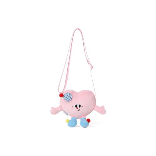 VANWALK Polyester Shoulder Bag, Crossbody Bag Medium Size Women's Heart Pink/Milk White/Raw Chocolate Black