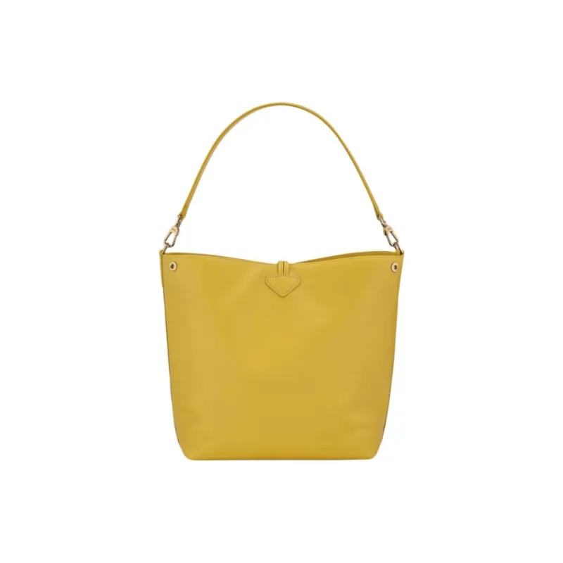 LONGCHAMP Le Roseau Calfskin Shoulder Bag Women's Ginger Yellow-2