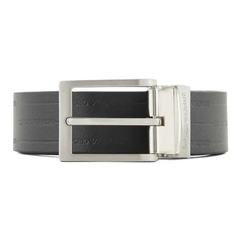 EMPORIO ARMANI Reversible Leather Belt With Embossed Logo-0