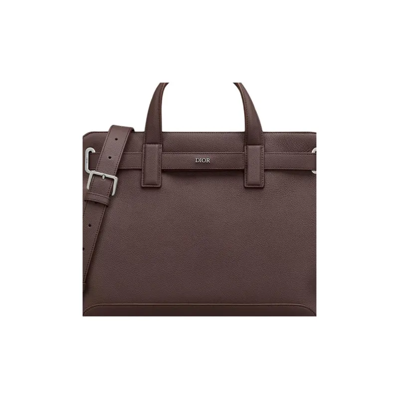 DIOR Calfskin Shoulder Bag Crossbody Bag Handbag Women's Red Brown-5