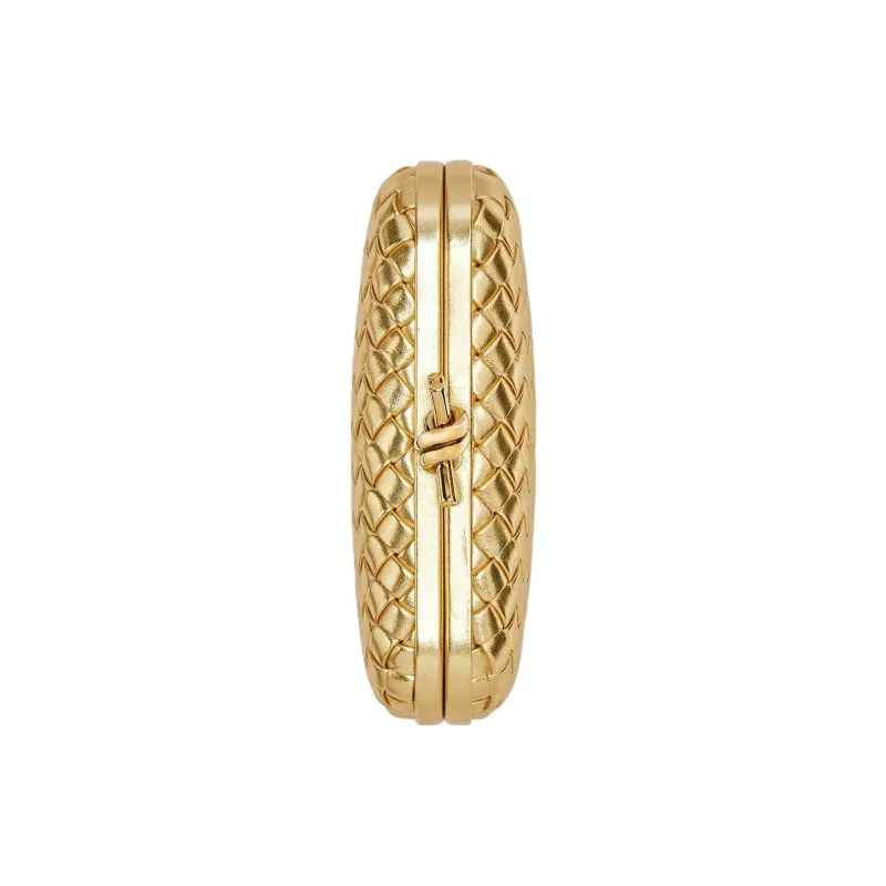 Bottega Veneta Sheepskin Clutch Women's Gold-2