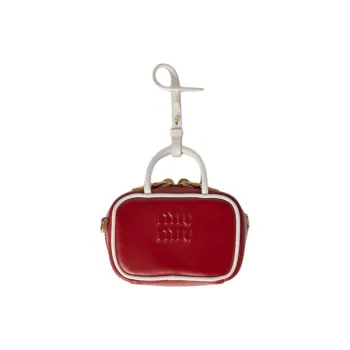 MIU MIU Beau Calfskin Shoulder Bag Crossbody Bag Handbag Women's Red & White