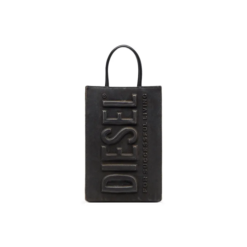 DIESEL Cotton Tote Bag, Shopping Bag, Shoulder Bag, Handbag Men's Black-0