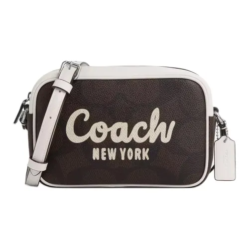 COACH Leather Camera Bags Shoulder Bags Mini Women's Black & White