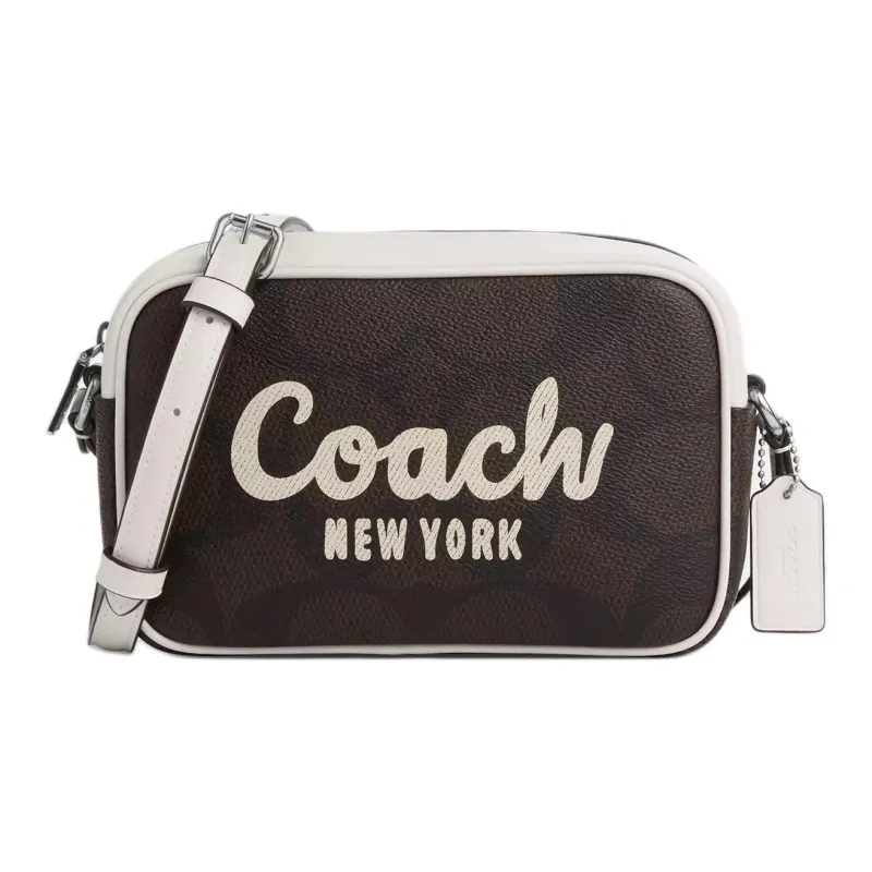 COACH Leather Camera Bags Shoulder Bags Mini Women's Black & White-0