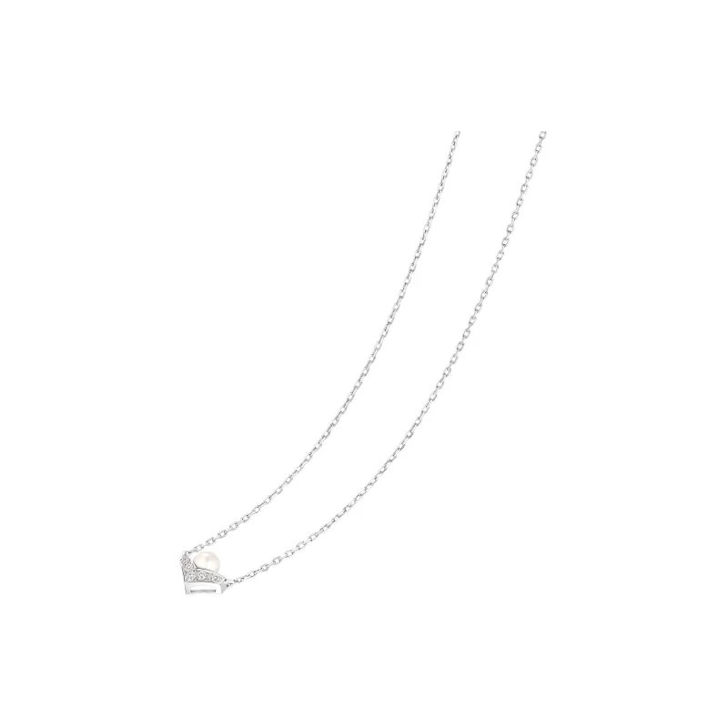 Chaumet Pearl Diamonds In 18K White Gold Necklaces Women's Silver-2