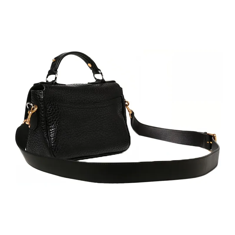 Mulberry Cow Leather One Shoulder Handbag Women's Black-3