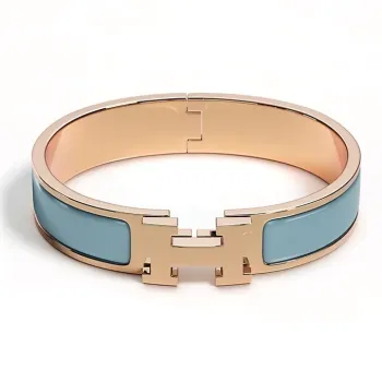 HERMES Rose Gold Tone Plated, Enamel Wristbands Women's Blue