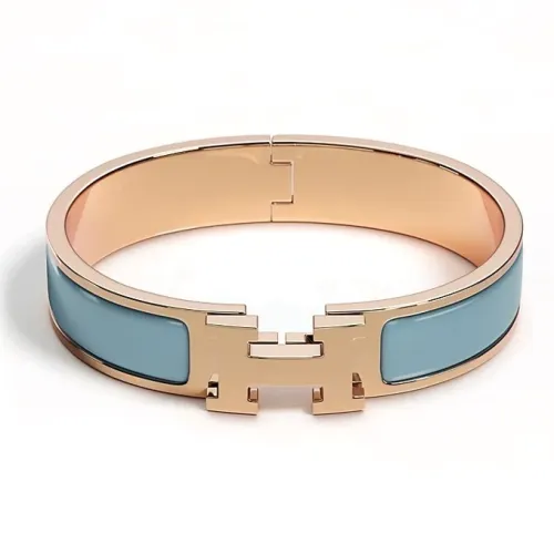 HERMES Rose Gold Tone Plated, Enamel Wristbands Women's Blue
