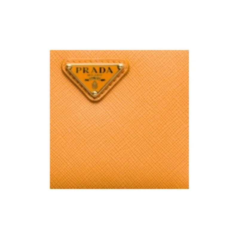 PRADA Saffiano Cow Leather Wallet Women's Mustard Yellow-4