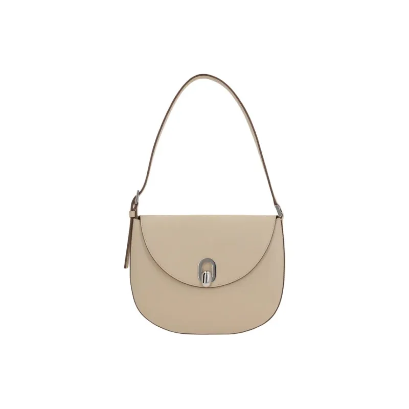SAVETTE Calfskin Hobo Man Shoulder Bag Small Size Women's Beige-0
