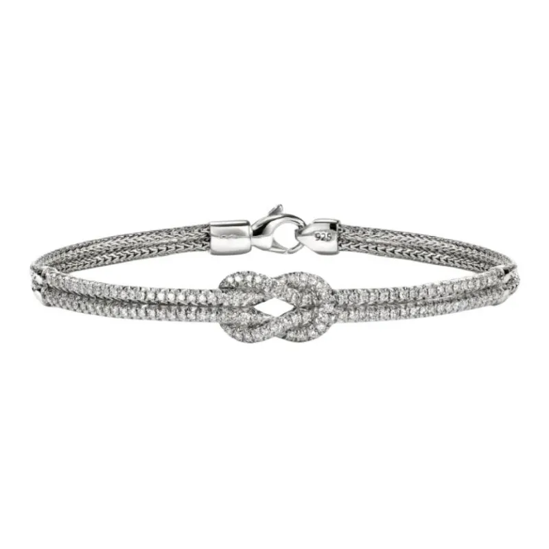 John Hardy Sterling Silver Love Knot Diamond Bracelet-0