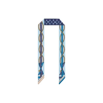 LOUIS VUITTON Silk Scarves Women's Marine Blue