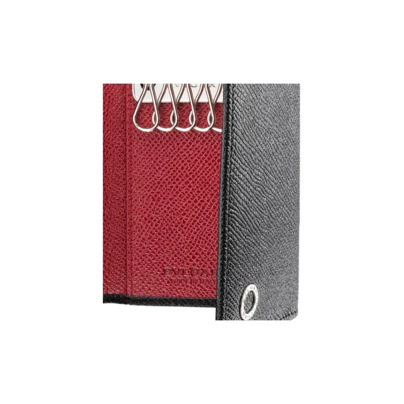 BVLGARI Calfskin Key Pouch Men's Black-2