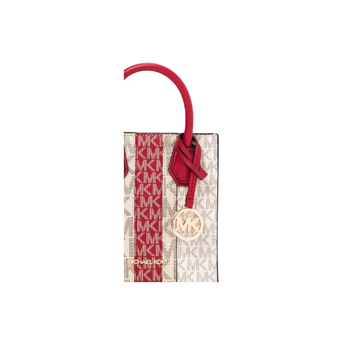 MICHAEL KORS Mercer Coated Canvas Handbag Shoulder Bag Crossbody Bag Extra Small Women's White/Red-4