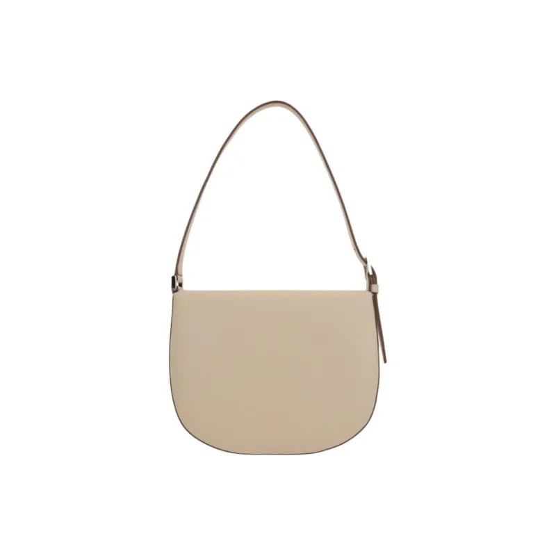 SAVETTE Calfskin Hobo Man Shoulder Bag Small Size Women's Beige-2