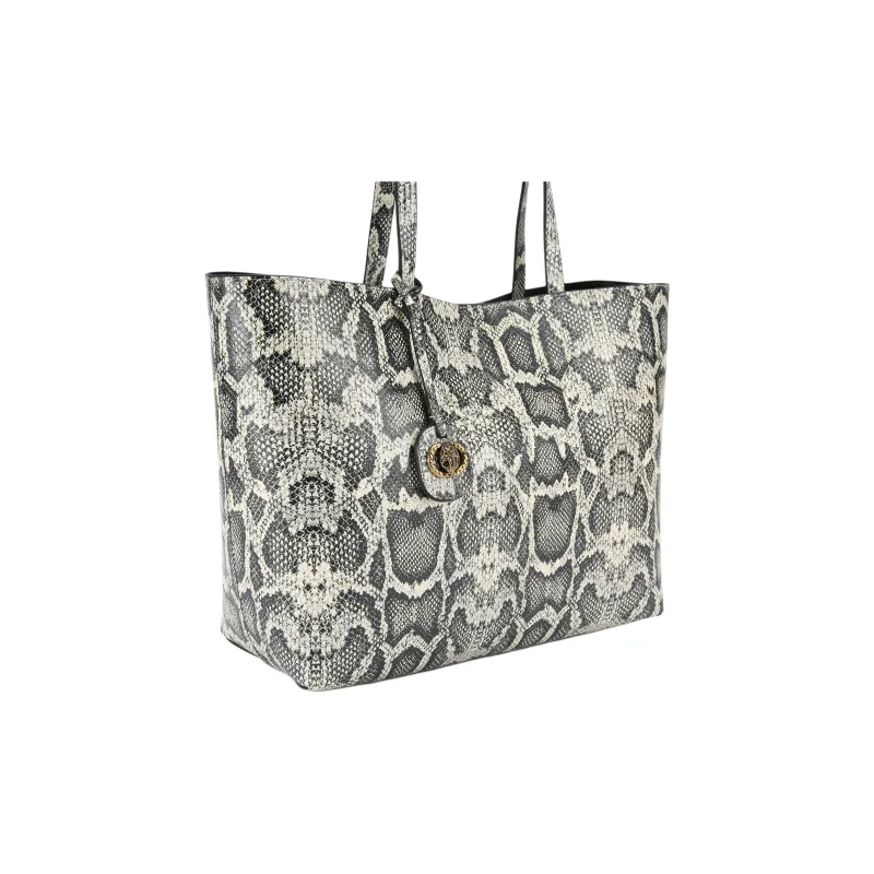 Kurt Geiger London Snakeskin Print Leather Tote Bag, Shopping Bag, Handbag, Shoulder Bag Women's Bone Gray-1