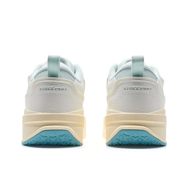 XTEP Anti Slip And Wear Resistant Coverage Low Top Skateboard Shoes Women's Sail White Moonlit Blue-4