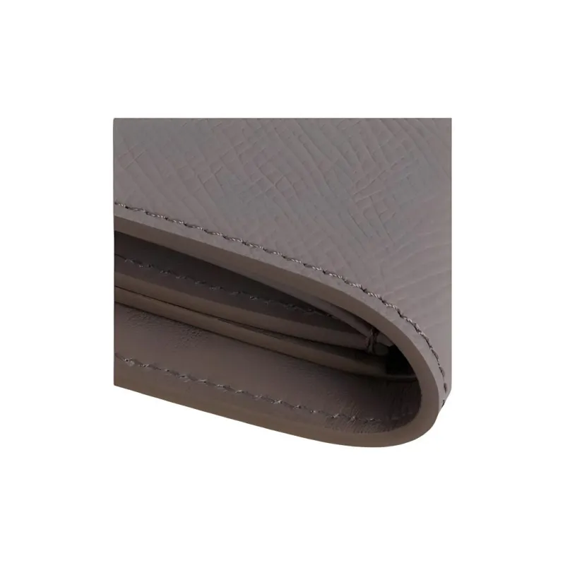 CELINE Grained Cow Leather Decorative Ribbon Wallet Small Size Women's Egg Stone Gray/Mineral Stone Color-4