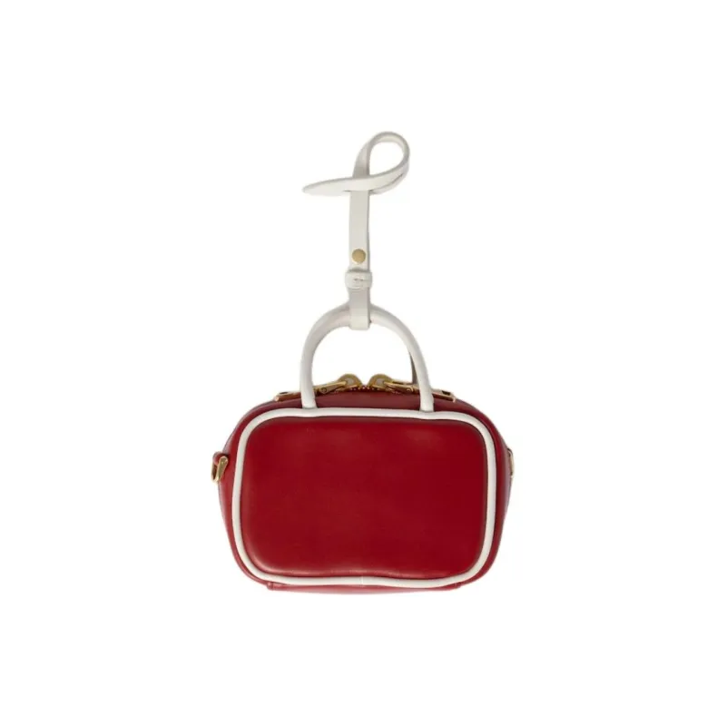 MIU MIU Beau Calfskin Shoulder Bag Crossbody Bag Handbag Women's Red & White-2