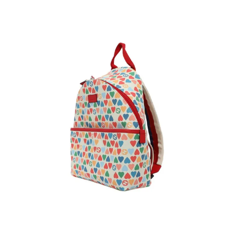 GUCCI Canvas With Leather Backpack Kids' White/Red/Multicolor-1
