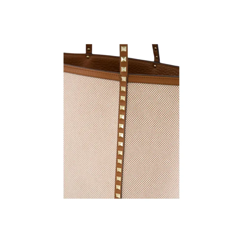 Valentino Cotton Canvas Shoulder Bag Women's Natural-6
