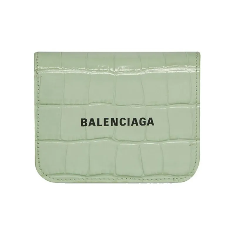 Balenciaga Cash Calfskin Card Holder Coin Purse Women's Light Green-0