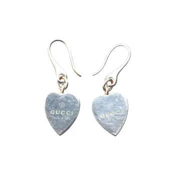 GUCCI 2000 2024 Sterling Trademark Heart Drop Earrings Costume Earrings