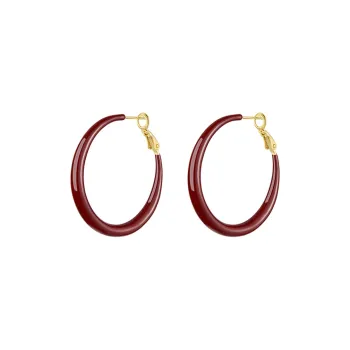 ZEGL 925 Sterling Silver Copper Electroplated 14K Gold Earrings Women's Red