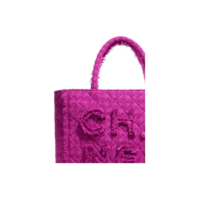 CHANEL Soft Woolen Tote Bag, Shopping Bag, Handbag Tubas Women's Fuchsia-4