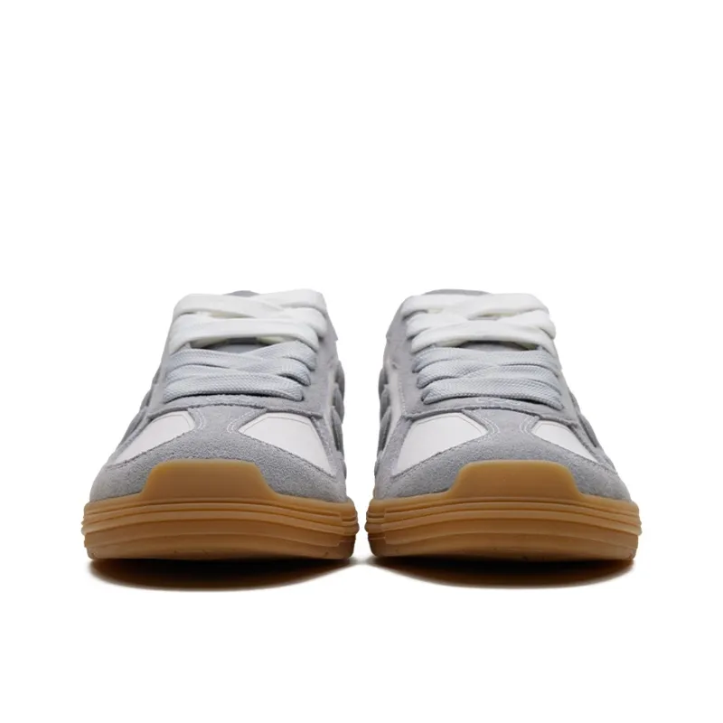 SHOOT BRAND Recast Collection Lightweight Wear Resistant Height Increasing Low Top Skateboard Shoes Unisex Gray White-2
