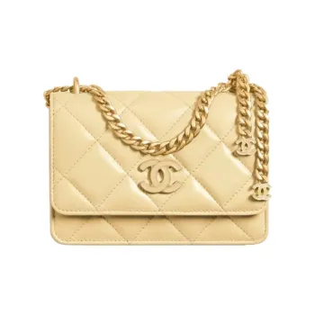 CHANEL WOC Lambskin Shoulder Bag, Crossbody Bag, Clutch Women's Chick Yellow/Yellow