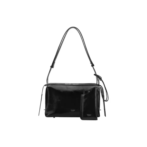 Tanita West Cow Leather Tote Bag Shoulder Bag Medium Size Women's Black