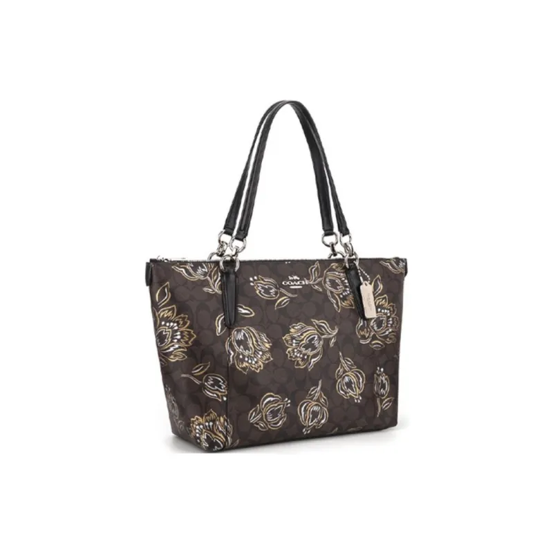 COACH Ava Artificial Leather Tote Bag Shopping Bag Shoulder Bags Medium Size Women's Black-2