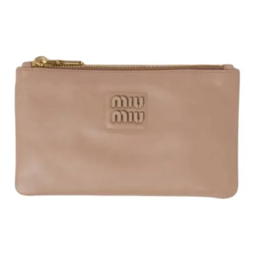 MIU MIU Leather Wallet Women's Cameo Brown